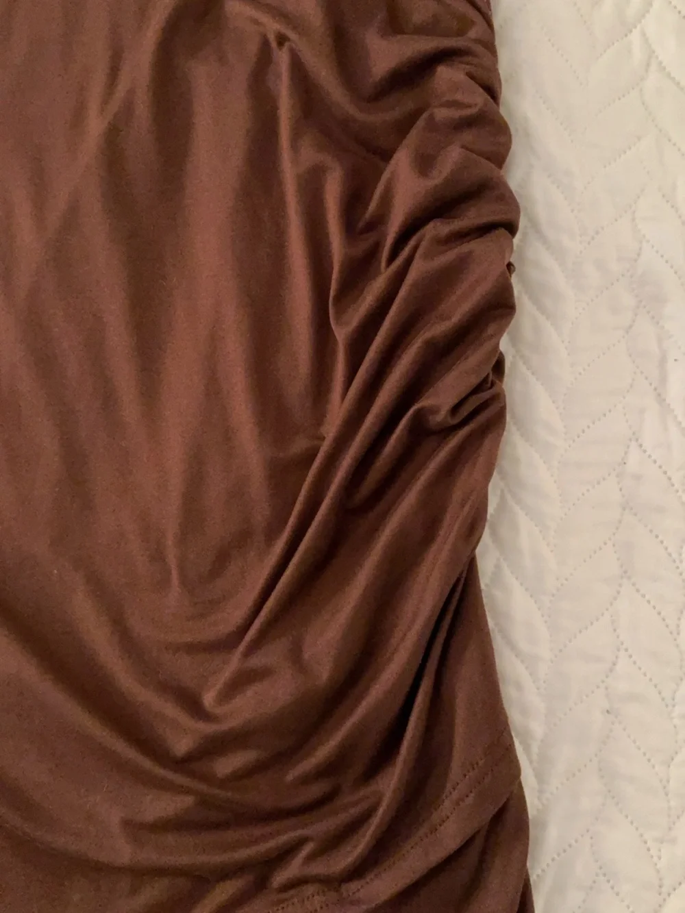 Short Sleeve Ruched Mini Dress in Brown - Picture 14 of 14